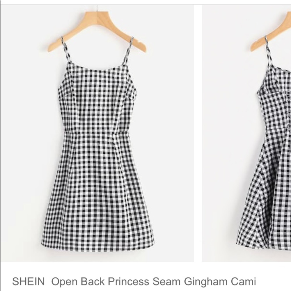 SHEIN Open Back Gingham Print Dress
